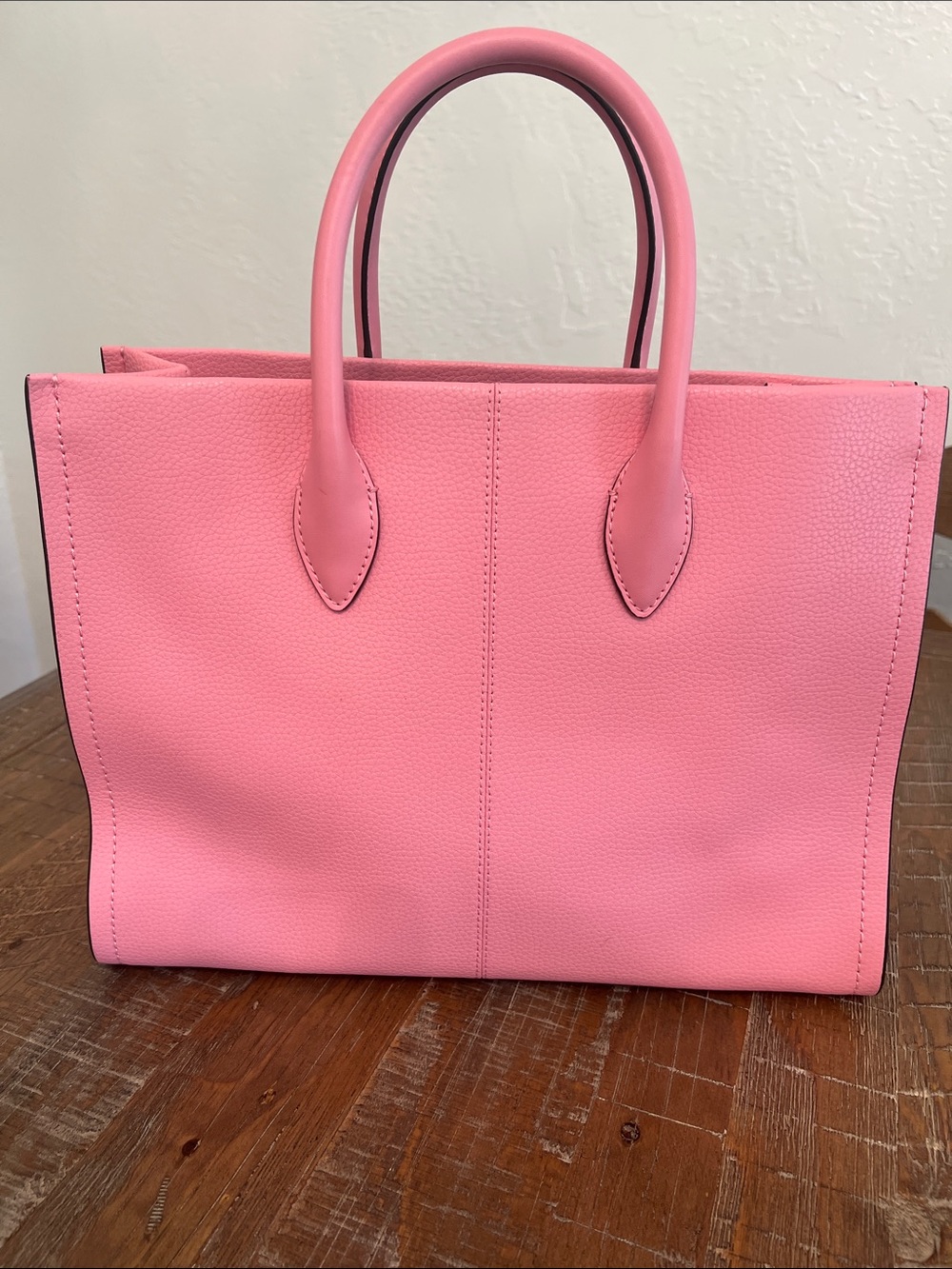 MICHAEL KORS Mirella Pebbled Pink Leather Tote with MK Charm - Picture 2 of 10